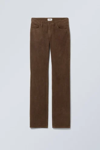 Low Waist Slim Straight Corduroy Trousers – Dusty Brown