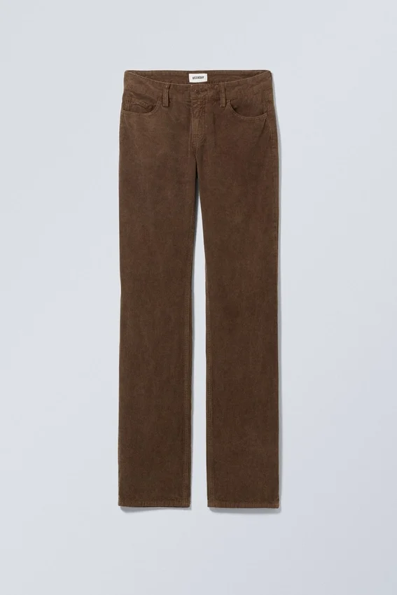Low Waist Slim Straight Corduroy Trousers – Dusty Brown Low Waist Slim Straight Corduroy Trousers – Dusty Brown