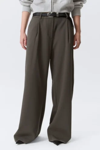 Low Waist Wide Suiting Trousers – Dark Grey