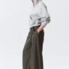 Low Waist Wide Suiting Trousers – Dark Grey Low Waist Wide Suiting Trousers – Dark Grey