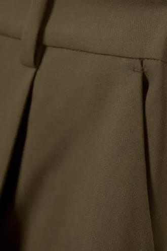 Low Waist Wide Suiting Trousers – Dark Khaki Green Low Waist Wide Suiting Trousers – Dark Khaki Green