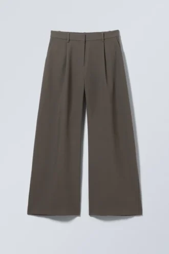 Low Waist Wide Suiting Trousers – Dark Mole