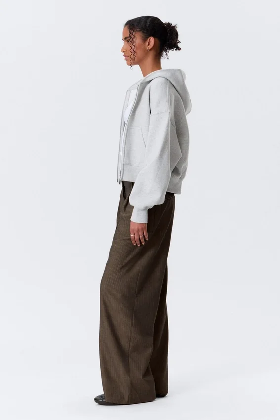 Low Waist Wide Suiting Trousers – Dark Mole – Pinstripe Low Waist Wide Suiting Trousers – Dark Mole – Pinstripe