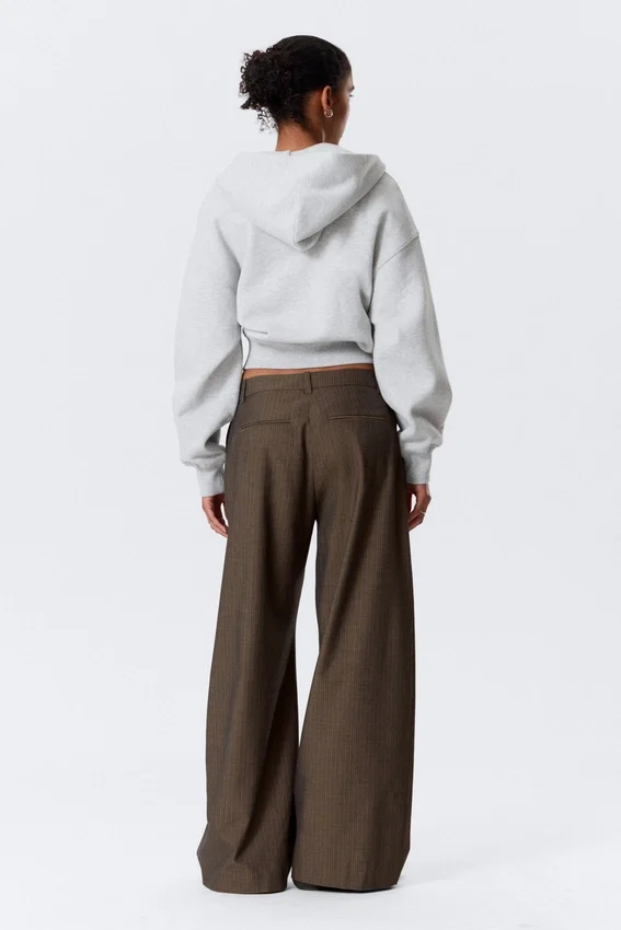 Low Waist Wide Suiting Trousers – Dark Mole – Pinstripe Low Waist Wide Suiting Trousers – Dark Mole – Pinstripe