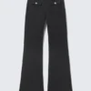 Low Waisted Bootcut Twill Trousers – Black