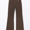 Low Waisted Bootcut Twill Trousers – Dark Brown
