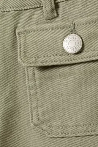 Low Waisted Bootcut Twill Trousers – Khaki Green