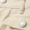 Low Waisted Bootcut Twill Trousers – Light Beige