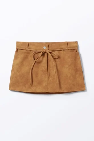 Low Waisted Faux Suede Mini Skirt – Brown Low Waisted Faux Suede Mini Skirt – Brown