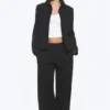 Low-Waisted Loose Fit Suit Trousers – Pinstriped Black Low-Waisted Loose Fit Suit Trousers – Pinstriped Black