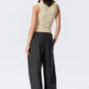 Low-Waisted Loose Fit Suit Trousers – Pinstriped Dark Grey Low-Waisted Loose Fit Suit Trousers – Pinstriped Dark Grey