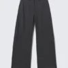 Low-Waisted Loose Fit Suit Trousers – Pinstriped Dark Grey Low-Waisted Loose Fit Suit Trousers – Pinstriped Dark Grey