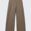 Low-Waisted Loose Fit Suit Trousers – Striped Dark Mole Low-Waisted Loose Fit Suit Trousers – Striped Dark Mole