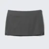 Low Waisted Mini Suiting Skirt – Dark Grey Melange