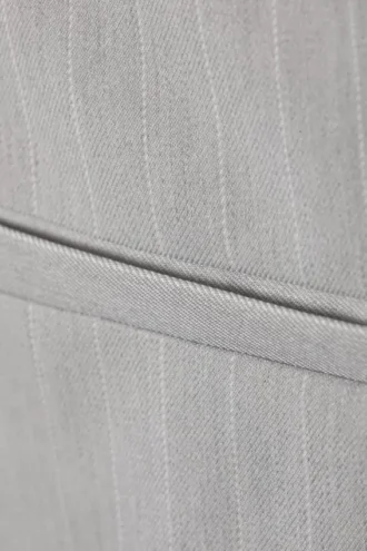 Low Waisted Mini Suiting Skirt – Light Grey – Pinstripe Low Waisted Mini Suiting Skirt – Light Grey – Pinstripe