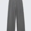 Low Waisted Pleated Suiting Trousers – Dark Grey Low Waisted Pleated Suiting Trousers – Dark Grey