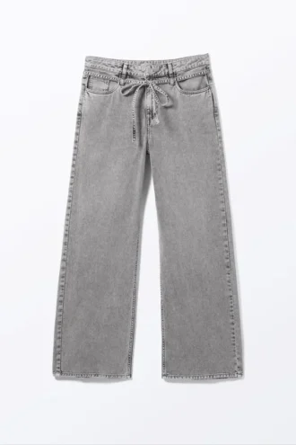 Low Waisted Relaxed Twill Trousers – Dusty Grey Overdye