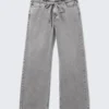 Low Waisted Relaxed Twill Trousers – Dusty Grey Overdye