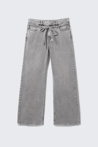Low Waisted Relaxed Twill Trousers – Dusty Grey Overdye