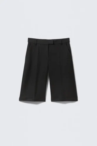 Low Waisted Zip-Off Suit Trousers – Black