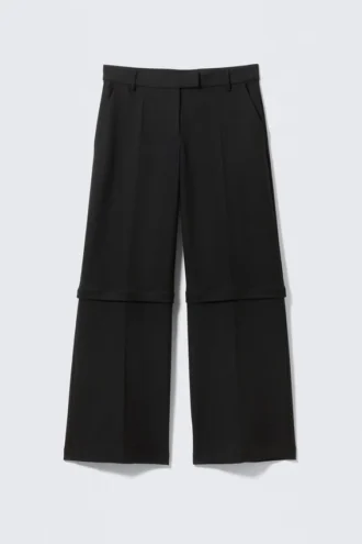 Low Waisted Zip-Off Suit Trousers – Black