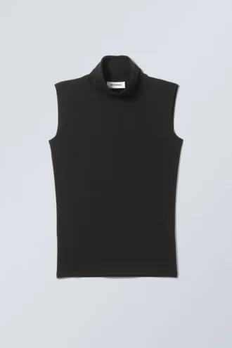 Lykke Turtleneck Tank Top – Black