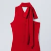 Lyocell One-Shoulder Tie Top – Red Lyocell One-Shoulder Tie Top – Red