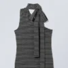 Lyocell One-Shoulder Tie Top – Striped Grey Lyocell One-Shoulder Tie Top – Striped Grey