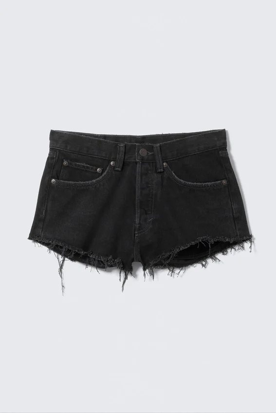 Maia Mid Rise Denim Hot Pants – Tuned Black – Black Maia Mid Rise Denim Hot Pants – Tuned Black – Black
