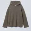 Marla Oversized Soft Knit Hoodie – Dark Mole Marla Oversized Soft Knit Hoodie – Dark Mole