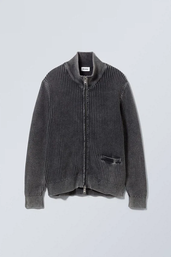 Mattias Regular Cardigan – Washed Black Mattias Regular Cardigan – Washed Black