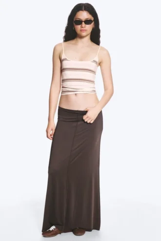 Maxi Jersey Skirt – Dark Brown