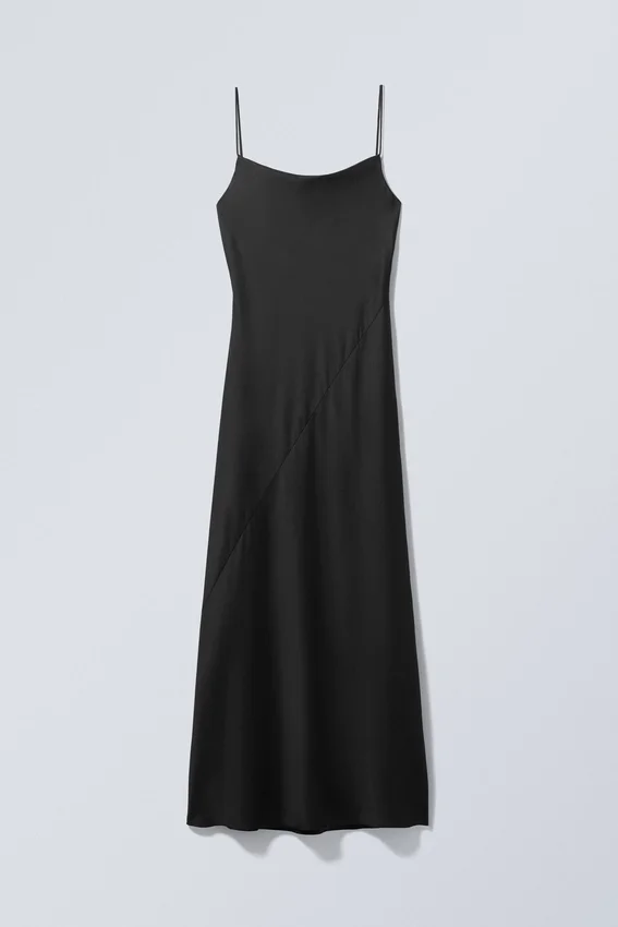 Maxi Satin Slip Dress – Black Maxi Satin Slip Dress – Black