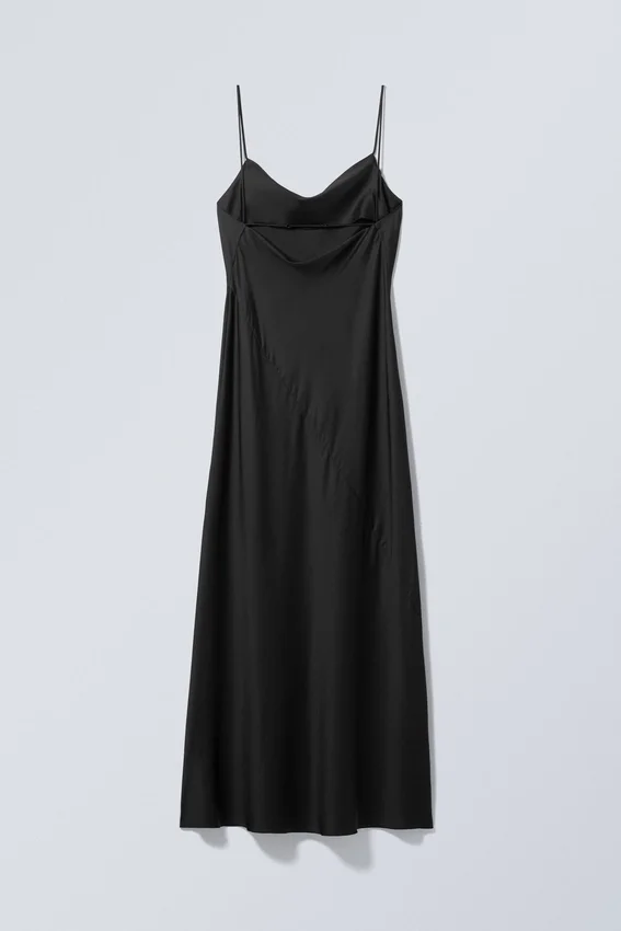 Maxi Satin Slip Dress – Black Maxi Satin Slip Dress – Black