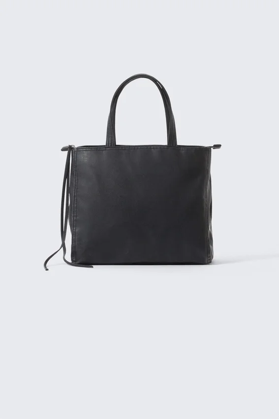 Medium Faux Leather Tote Bag – Dark Medium Faux Leather Tote Bag – Dark