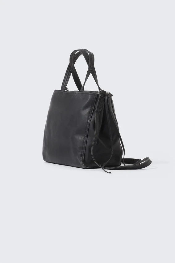 Medium Faux Leather Tote Bag – Dark Medium Faux Leather Tote Bag – Dark