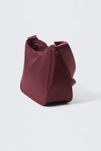 Medium Nylon Twill Shoulder Bag – Dark Red