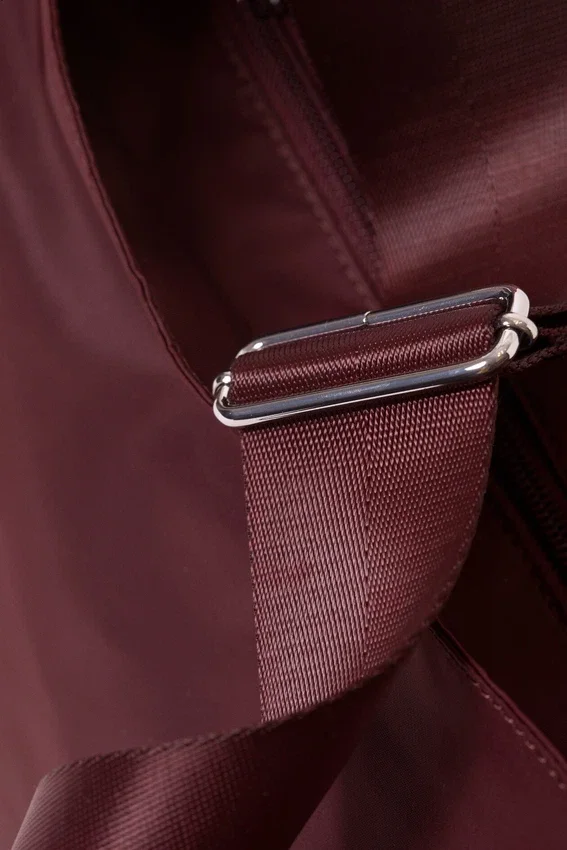 Medium Nylon Twill Shoulder Bag – Dark Red Medium Nylon Twill Shoulder Bag – Dark Red