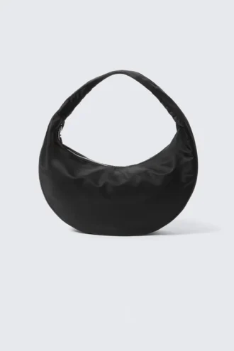 Medium Rounded Shoulder Bag – Black