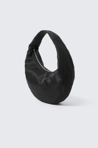 Medium Rounded Shoulder Bag – Black