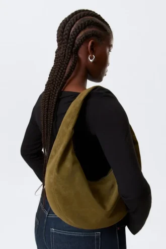 Medium Rounded Shoulder Bag – Dark Khaki Green