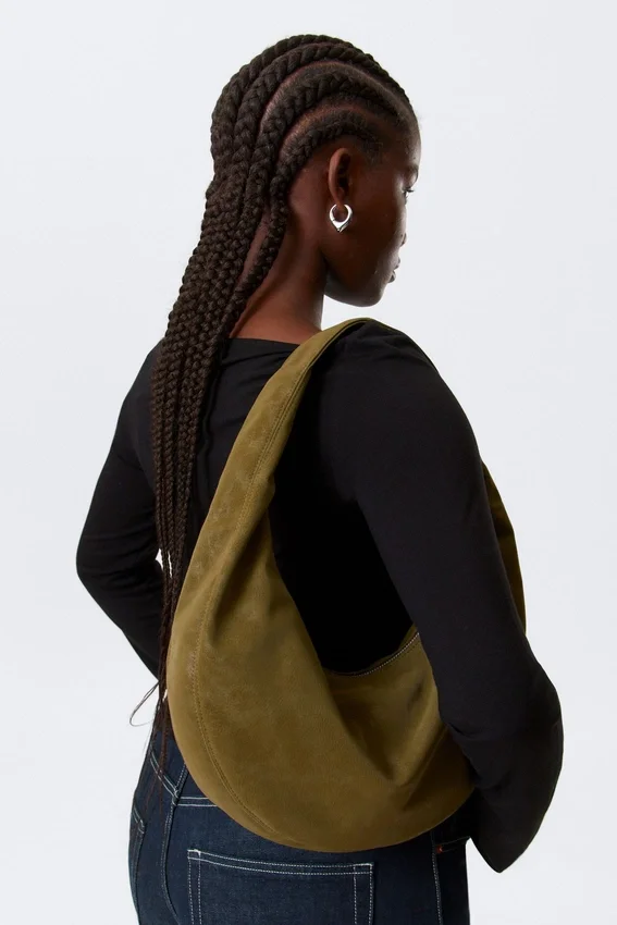 Medium Rounded Shoulder Bag – Dark Khaki Green Medium Rounded Shoulder Bag – Dark Khaki Green