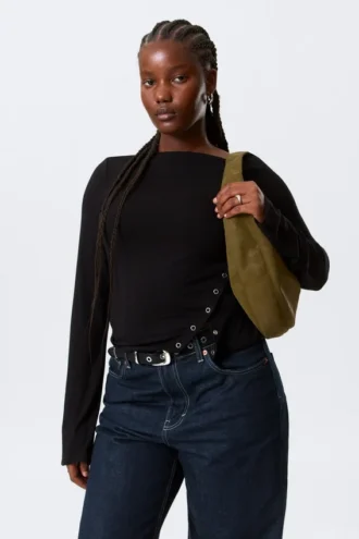 Medium Rounded Shoulder Bag – Dark Khaki Green