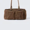 Medium Shoulder Bag with Pockets – Dark Khaki Green Medium Shoulder Bag with Pockets – Dark Khaki Green