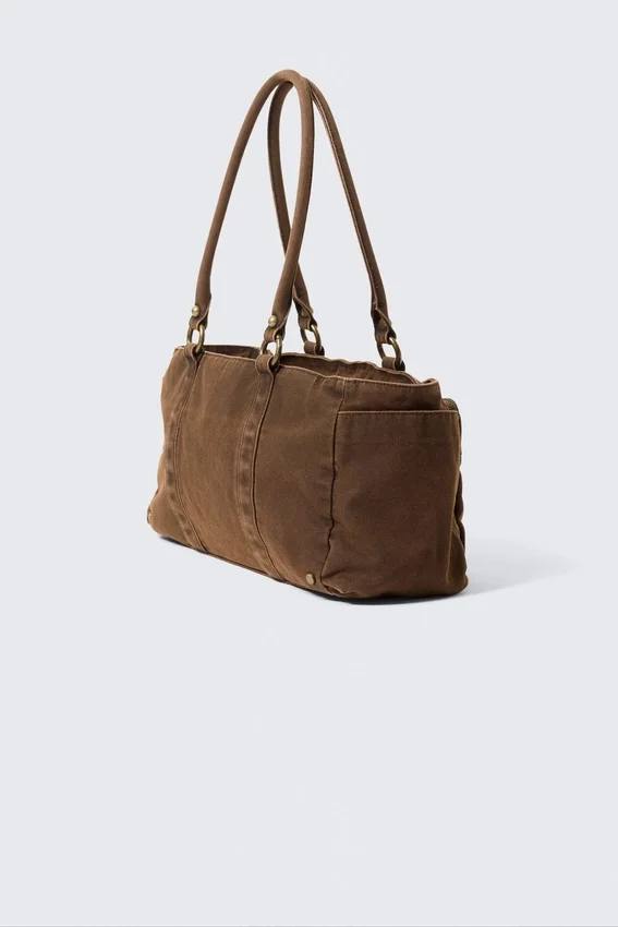 Medium Shoulder Bag with Pockets – Dark Khaki Green Medium Shoulder Bag with Pockets – Dark Khaki Green