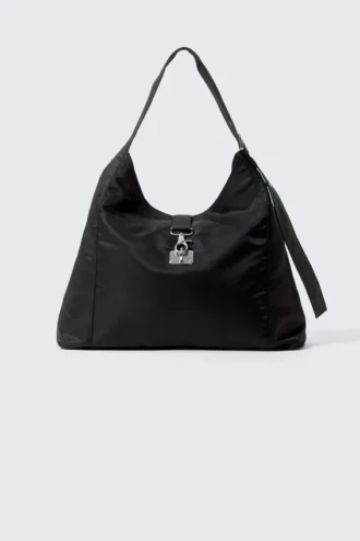 Medium Slouched Clasp Shoulder Bag – Black Medium Slouched Clasp Shoulder Bag – Black