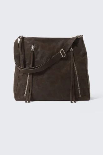 Medium Zip Shoulder Bag – Dark Mole