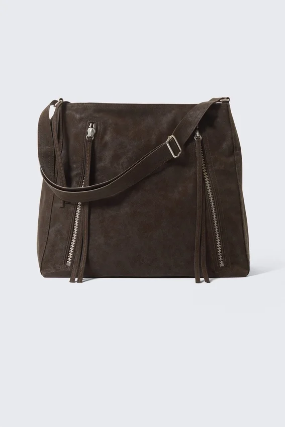 Medium Zip Shoulder Bag – Dark Mole Medium Zip Shoulder Bag – Dark Mole