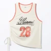 Mesh Drawstring Tank Top – White/Orange – Miami Mesh Drawstring Tank Top – White/Orange – Miami
