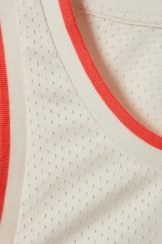 Mesh Drawstring Tank Top – White/Orange – Miami